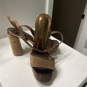 Bronze diamonds, chunky heal, size 7, brand Liliana, never worn only to try on